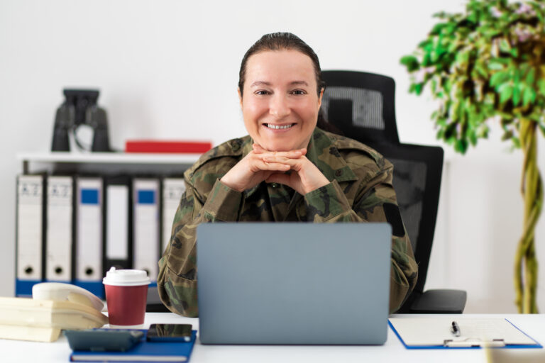 woman soldier at the office